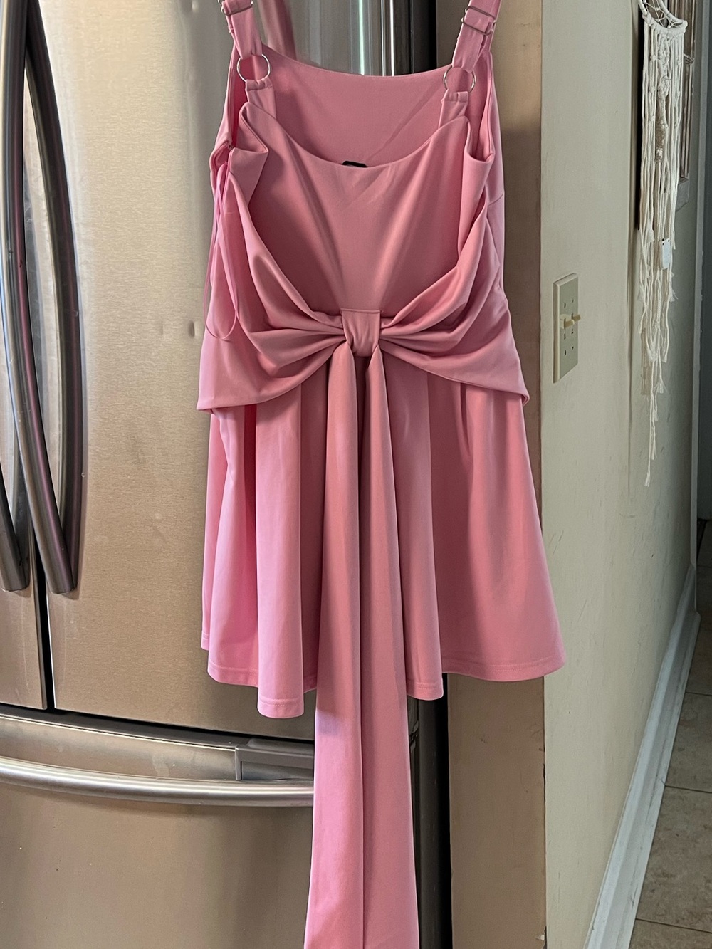 White Birch LoveShackFancy Inspired Spin Bow Back Mini Dress Pink Size Small - Picture 4 of 10